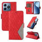 For Realme C63 / C61 Global Dual-color Rhombic Lattice Leather Phone Case(Red) - 1