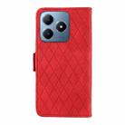 For Realme C63 / C61 Global Dual-color Rhombic Lattice Leather Phone Case(Red) - 3