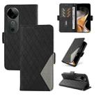 For vivo V40 5G Dual-color Rhombic Lattice Leather Phone Case(Black) - 1