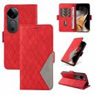 For vivo V40 5G Dual-color Rhombic Lattice Leather Phone Case(Red) - 1