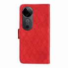 For vivo V40 5G Dual-color Rhombic Lattice Leather Phone Case(Red) - 3