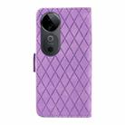 For vivo V40 5G Dual-color Rhombic Lattice Leather Phone Case(Purple) - 3