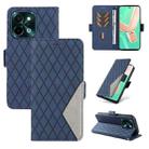 For vivo Y28 4G Dual-color Rhombic Lattice Leather Phone Case(Blue) - 1