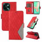 For vivo Y28 4G Dual-color Rhombic Lattice Leather Phone Case(Red) - 1