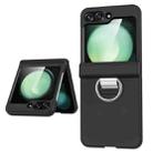 For Samsung Galaxy Z Flip5 5G TPU+PC Folding Center Shaft Phone Case with Ring(Black) - 1