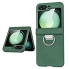 For Samsung Galaxy Z Flip4 5G TPU+PC Folding Center Shaft Phone Case with Ring(Dark Green) - 1