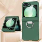 For Samsung Galaxy Z Flip4 5G TPU+PC Folding Center Shaft Phone Case with Ring(Dark Green) - 2