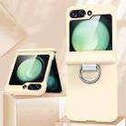 For Samsung Galaxy Z Flip4 5G TPU+PC Folding Center Shaft Phone Case with Ring(Beige) - 2