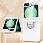 For Samsung Galaxy Z Flip3 5G TPU+PC Folding Center Shaft Phone Case with Ring(Matte White) - 2