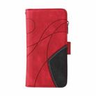 For iPhone 16 Dual-color 9 Card Slots Zipper Wallet Leather Phone Case(Red) - 2