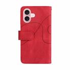 For iPhone 16 Dual-color 9 Card Slots Zipper Wallet Leather Phone Case(Red) - 3