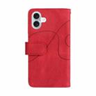 For iPhone 16 Plus Dual-color 9 Card Slots Zipper Wallet Leather Phone Case(Red) - 3