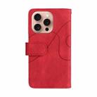 For iPhone 16 Pro Dual-color 9 Card Slots Zipper Wallet Leather Phone Case(Red) - 3