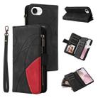 For iPhone SE 2024 Dual-color 9 Card Slots Zipper Wallet Leather Phone Case(Black) - 1