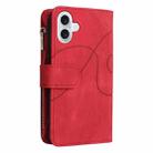 For iPhone 17 Dual-color 9 Card Slots Zipper Wallet Leather Phone Case(Red) - 4
