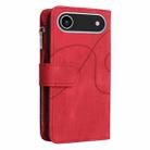For iPhone 17 Air Dual-color 9 Card Slots Zipper Wallet Leather Phone Case(Red) - 4