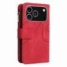 For iPhone 17 Pro Dual-color 9 Card Slots Zipper Wallet Leather Phone Case(Red) - 4