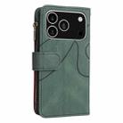 For iPhone 17 Pro Dual-color 9 Card Slots Zipper Wallet Leather Phone Case(Green) - 4