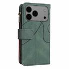 For iPhone 17 Pro Max Dual-color 9 Card Slots Zipper Wallet Leather Phone Case(Green) - 4