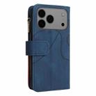 For iPhone 17 Pro Max Dual-color 9 Card Slots Zipper Wallet Leather Phone Case(Blue) - 4