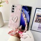 For Samsung Galaxy Z Fold4 Diamond Square 3D Heart Pattern Full Coverage Phone Case with Scarf / Bracelet(Pink) - 2