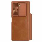 For Samsung Galaxy Z Fold6 5G NILLKIN QIN Series Pro Sliding Camera Cover Design Leather Phone Case(Brown) - 1