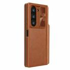 For Samsung Galaxy Z Fold6 5G NILLKIN QIN Series Pro Sliding Camera Cover Design Leather Phone Case(Brown) - 3