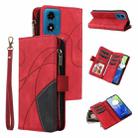 For Motorola Moto G04 / G24 Dual-color 9 Card Slots Zipper Wallet Leather Phone Case(Red) - 1