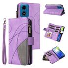 For Motorola Moto G04 / G24 Dual-color 9 Card Slots Zipper Wallet Leather Phone Case(Purple) - 1