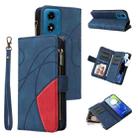 For Motorola Moto G04 / G24 Dual-color 9 Card Slots Zipper Wallet Leather Phone Case(Blue) - 1