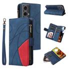 For Motorola Moto G85 Dual-color 9 Card Slots Zipper Wallet Leather Phone Case(Blue) - 1