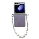 For Samsung Galaxy Z Flip4 Glitter Powder PC Side Buckle Full Coverage Shockproof Phone Case with Pearl Bracelet(Purple) - 1