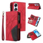 For OPPO A60 4G Dual-color 9 Card Slots Zipper Wallet Leather Phone Case(Red) - 1