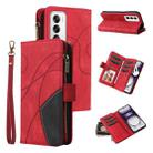 For OPPO Reno12 5G Global Dual-color 9 Card Slots Zipper Wallet Leather Phone Case(Red) - 1