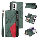 For OPPO Reno12 5G Global Dual-color 9 Card Slots Zipper Wallet Leather Phone Case(Green) - 1