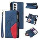 For OPPO Reno12 5G Global Dual-color 9 Card Slots Zipper Wallet Leather Phone Case(Blue) - 1