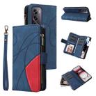 For OPPO Reno12 Pro Global Dual-color 9 Card Slots Zipper Wallet Leather Phone Case(Blue) - 1