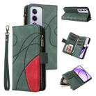 For OPPO A3 Pro 5G / A3 Pro India Dual-color 9 Card Slots Zipper Wallet Leather Phone Case(Green) - 1