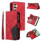 For Samsung Galaxy S24 FE 5G Dual-color 9 Card Slots Zipper Wallet Leather Phone Case(Red) - 1