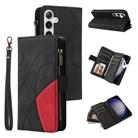 For Samsung Galaxy S25+ / S24+ 5G Dual-color 9 Card Slots Zipper Wallet Leather Phone Case(Black) - 1