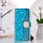 For iPhone 12 mini Laser Glitter Powder Matching Crocodile Texture Horizontal Flip Leather Case with Card Slots & Holder & Wallet(Blue) - 1