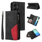For Redmi 13 4G Global Dual-color 9 Card Slots Zipper Wallet Leather Phone Case(Black) - 1