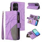 For Redmi 13 4G Global Dual-color 9 Card Slots Zipper Wallet Leather Phone Case(Purple) - 1