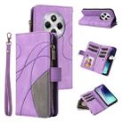 For Redmi 14C 4G Global Dual-color 9 Card Slots Zipper Wallet Leather Phone Case(Purple) - 1