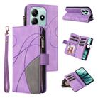 For Redmi Note 14 5G Dual-color 9 Card Slots Zipper Wallet Leather Phone Case(Purple) - 1