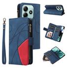 For Redmi Note 14 5G Dual-color 9 Card Slots Zipper Wallet Leather Phone Case(Blue) - 1