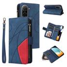 For Redmi  A5 4G 171.7mm / Poco C71 Dual-color 9 Card Slots Zipper Wallet Leather Phone Case(Blue) - 1