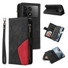 For Xiaomi Poco F6 Pro Dual-color 9 Card Slots Zipper Wallet Leather Phone Case(Black) - 1