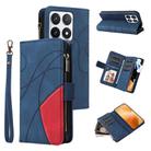 For Xiaomi 14T Pro Dual-color 9 Card Slots Zipper Wallet Leather Phone Case(Blue) - 1