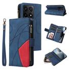 For Xiaomi 14T Dual-color 9 Card Slots Zipper Wallet Leather Phone Case(Blue) - 1